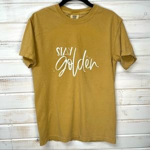 Stay Golden yellow distressed super comfy t-shirt - Size S